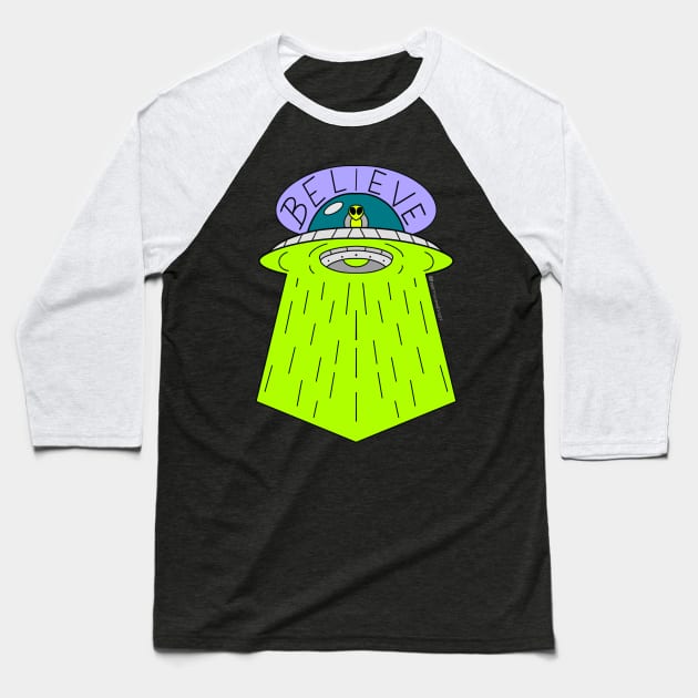 Believe in Aliens Baseball T-Shirt by BretBarneyArt